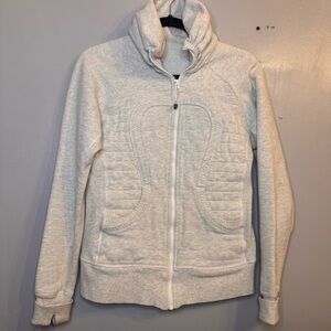 Lululemon Calm & Cozy Jacket Womens Size 8 Gray Cotton Full Zip Gym Sports